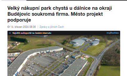 Velký nákupní park chystá u dálnice na okraji Budějovic soukromá firma. Město pr-000710.png