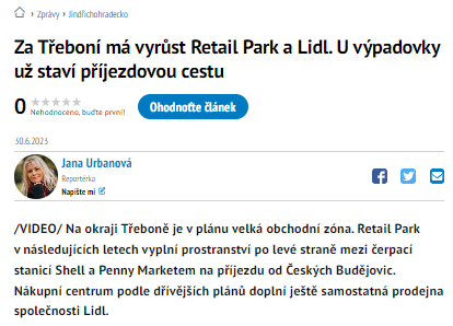 Za Třeboní má vyrůst Retail Park a Lidl. U výpadovky už staví příjezdovou cestu -000395.png