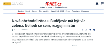 Nová obchodní zóna u Budějovic má být víc zelená. Nehodí se sem, reagují místní -000817.png